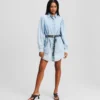 ABITO CAMICIA IN DENIM CON MANICHE A PUMPO ABITO CAMICIA IN DENIM CON MANICHE A PUMPO