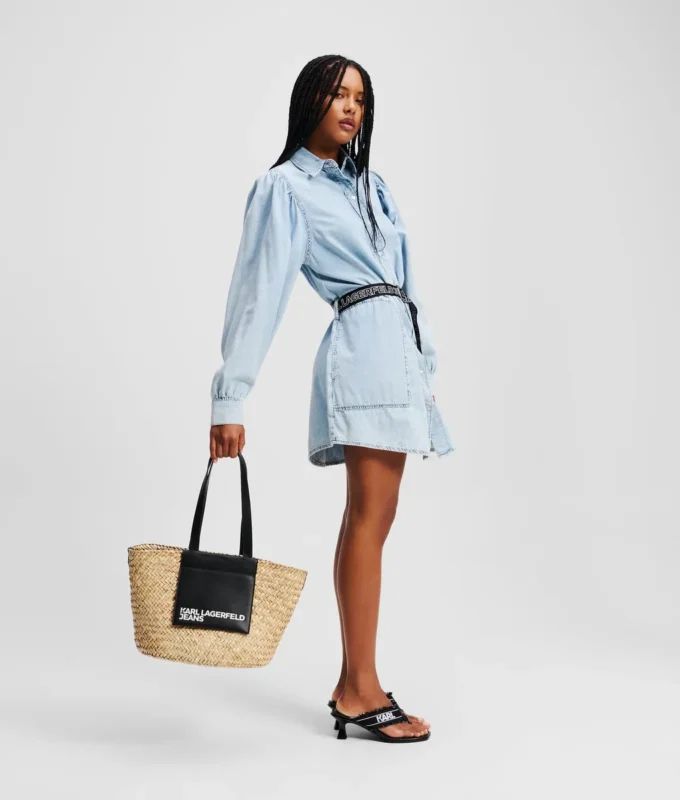 ABITO CAMICIA IN DENIM CON MANICHE A PUMPO ABITO CAMICIA IN DENIM CON MANICHE A PUMPO