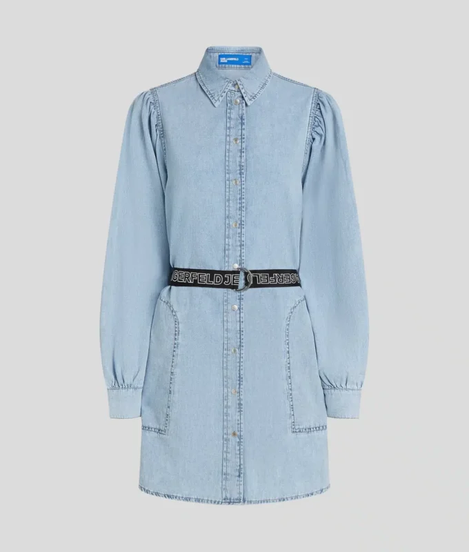 ABITO CAMICIA IN DENIM CON MANICHE A PUMPO ABITO CAMICIA IN DENIM CON MANICHE A PUMPO