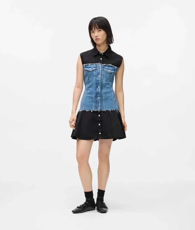 Abito con corpetto in denim