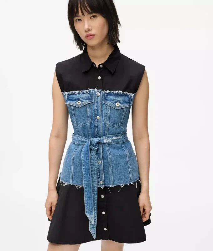 Abito con corpetto in denim