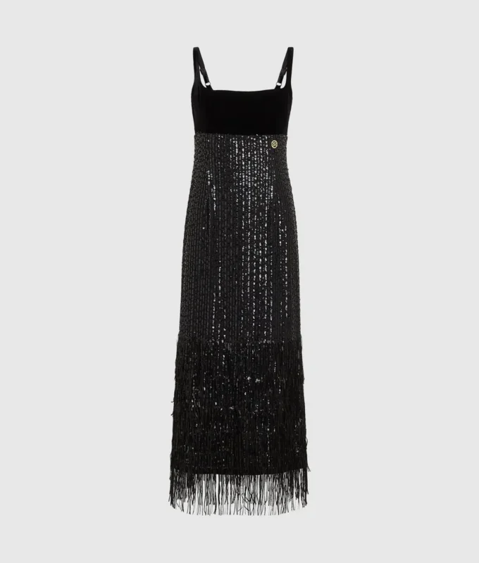 Abito con frange e paillettes Abito con frange e paillettes