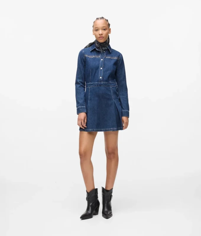 Abito in denim con borchie