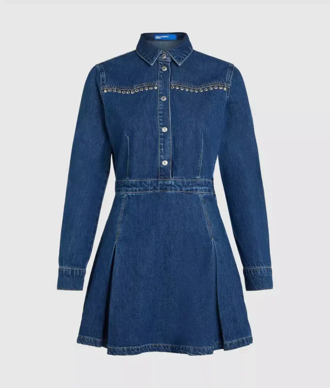 Abito in denim con borchie