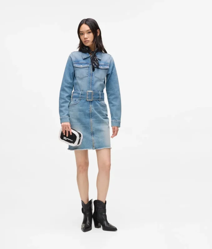 Abito in denim con cintura Abito in denim con cintura