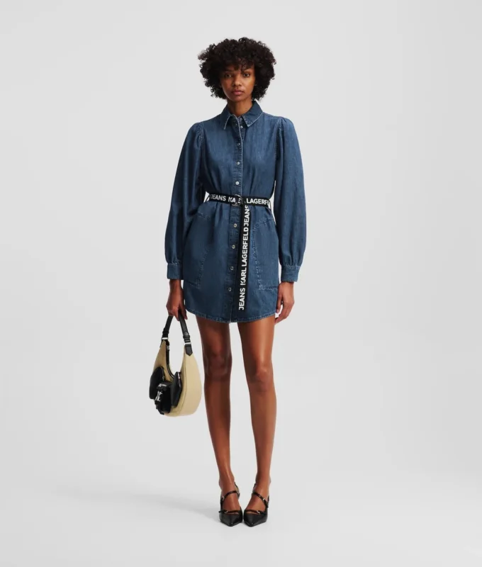 ABITO IN DENIM CON MANICHE A PUMPO ABITO IN DENIM CON MANICHE A PUMPO