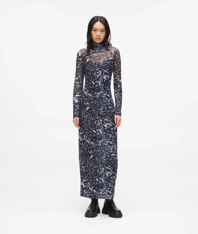 Abito in maglia con stampa all-over