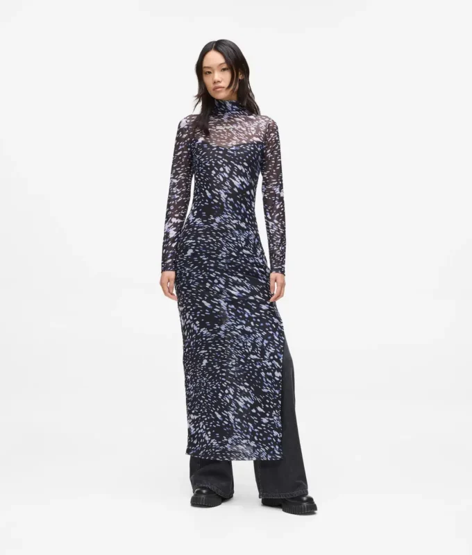 Abito in maglia con stampa all-over