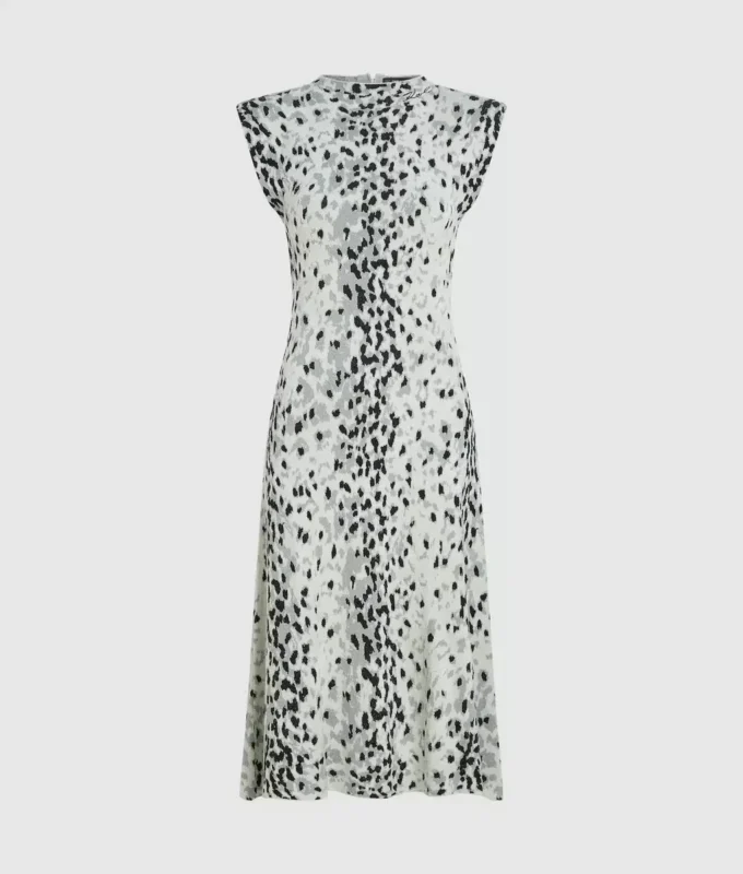 Abito in maglia con stampa leopardo delle nevi Abito in maglia con stampa leopardo delle nevi