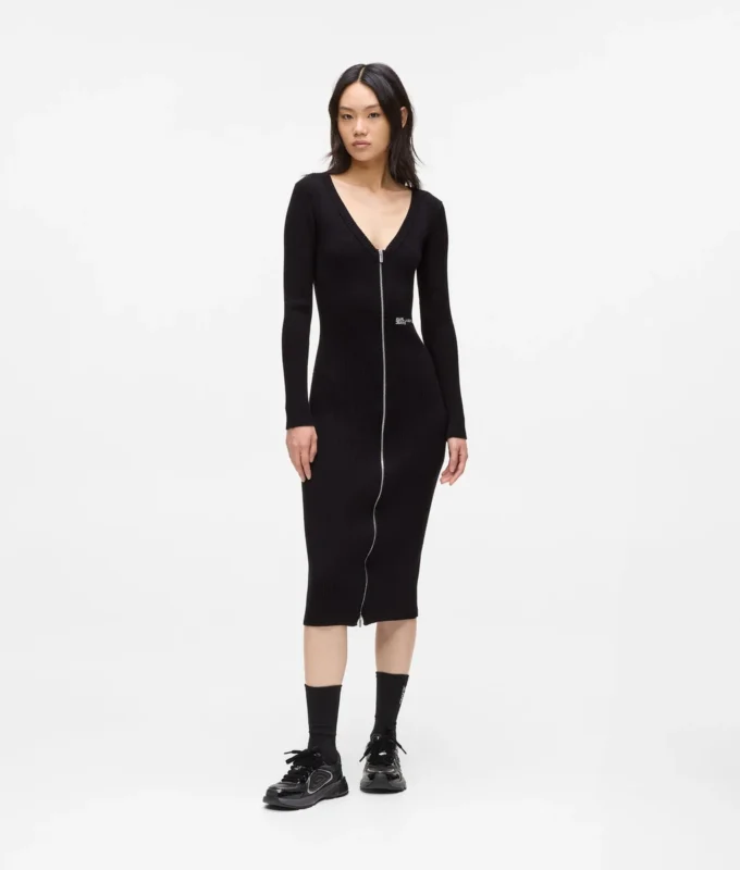 Abito in maglia con zip frontale