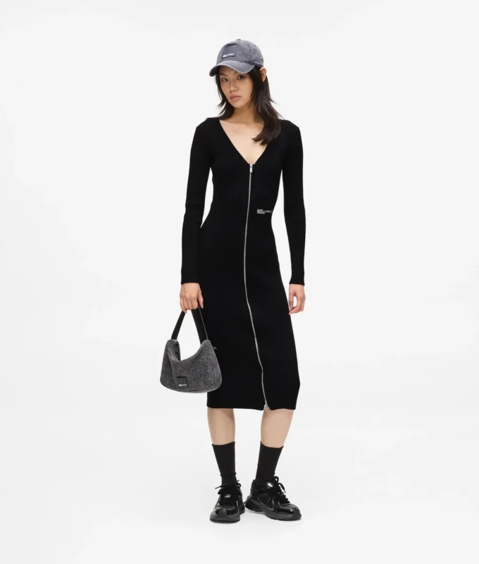 Abito in maglia con zip frontale