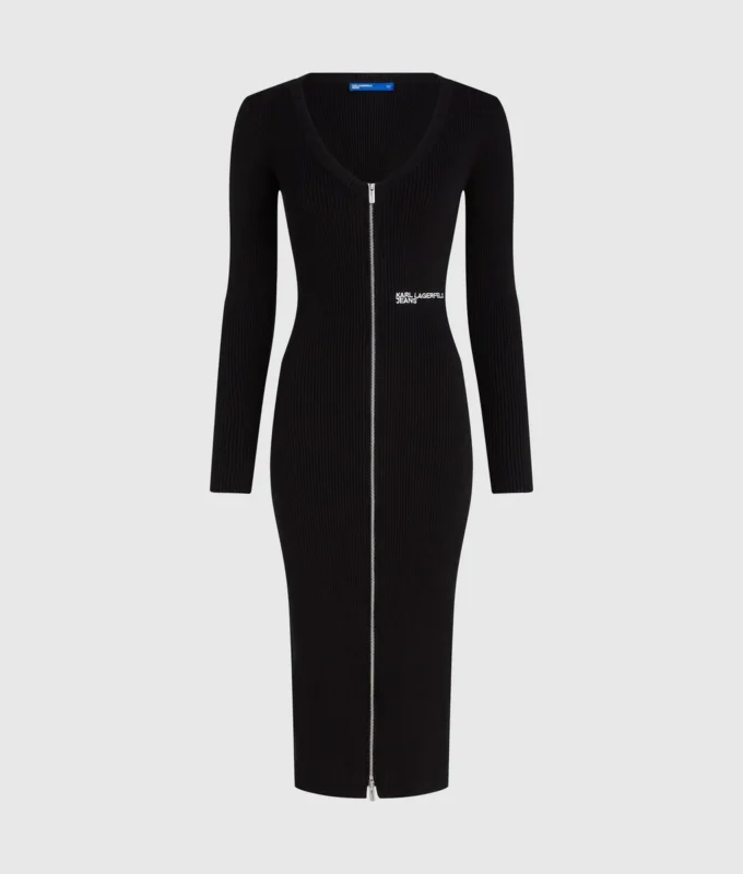 Abito in maglia con zip frontale