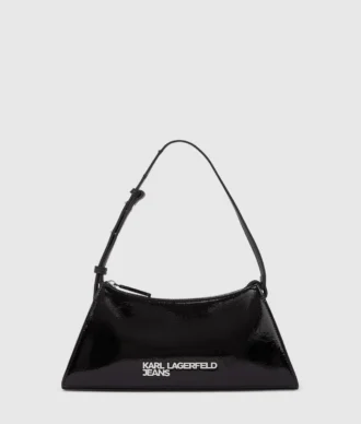 Borsa a tracolla con logo geometrico lucido