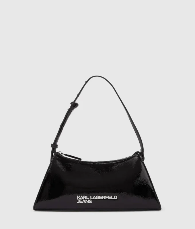 Borsa a tracolla con logo geometrico lucido Borsa a tracolla con logo geometrico lucido