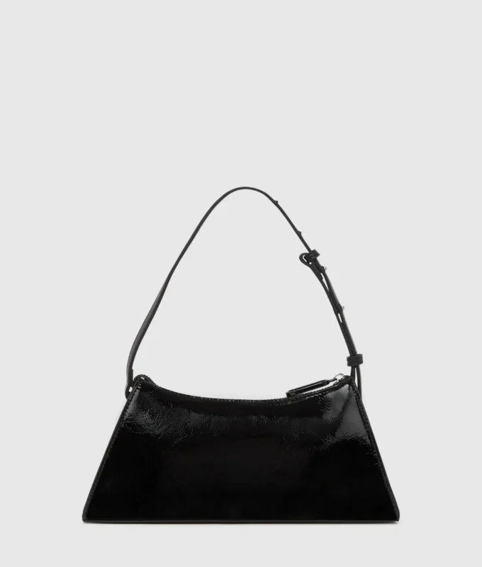 Borsa a tracolla con logo geometrico lucido Borsa a tracolla con logo geometrico lucido