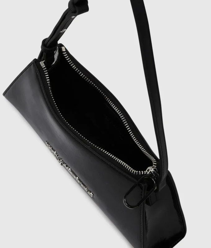 Borsa a tracolla con logo geometrico lucido Borsa a tracolla con logo geometrico lucido