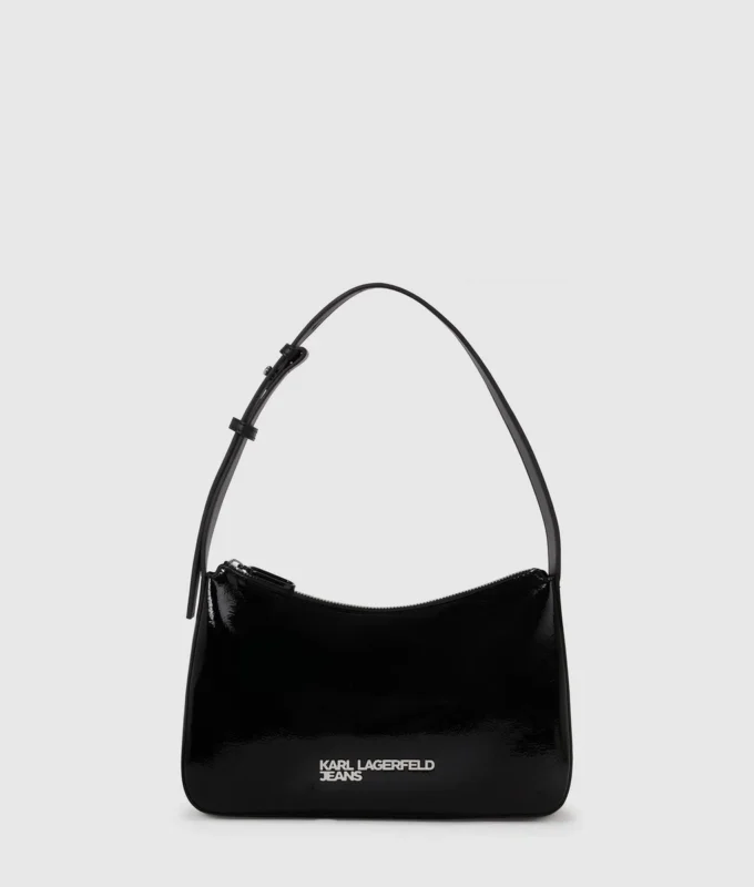 Borsa a tracolla con logo lucido