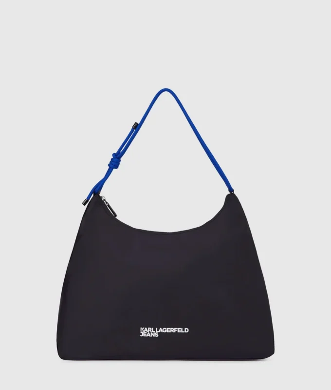 Borsa a tracolla grande in nylon con cordino