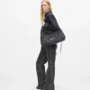 Borsa a tracolla grande in nylon con cordino