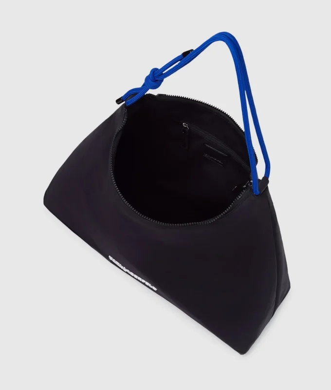 Borsa a tracolla grande in nylon con cordino