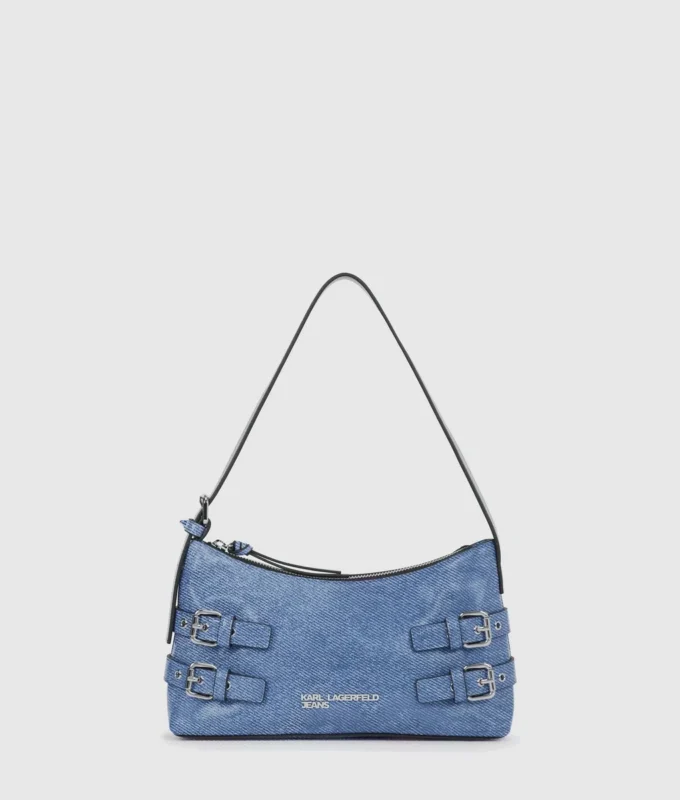 Borsa a tracolla in denim con fibbia Borsa a tracolla in denim con fibbia