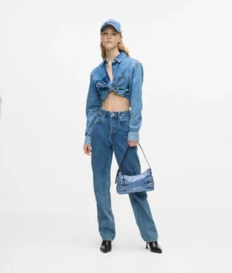 Borsa a tracolla in denim con fibbia
