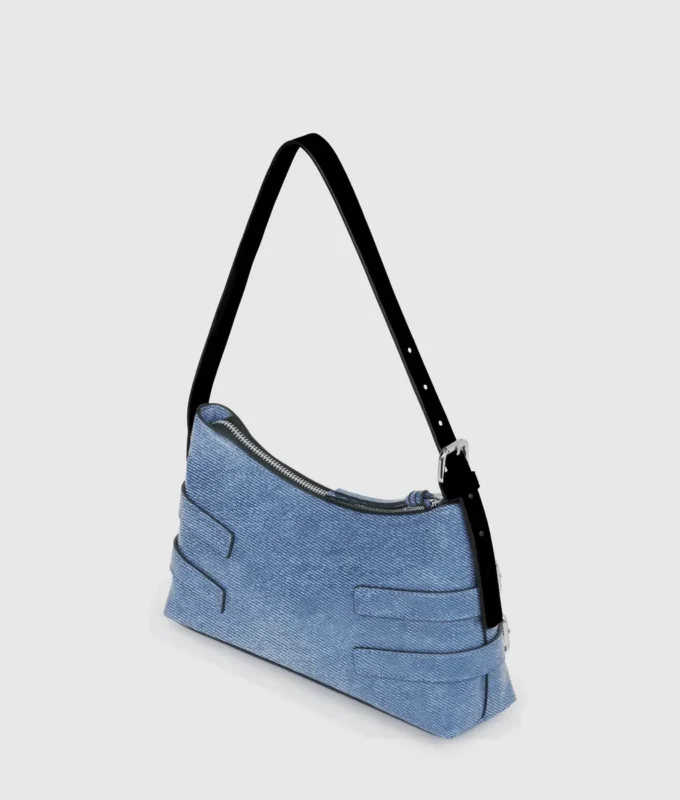 Borsa a tracolla in denim con fibbia Borsa a tracolla in denim con fibbia