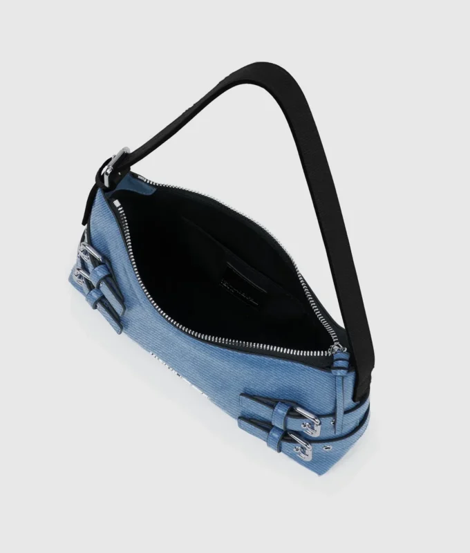 Borsa a tracolla in denim con fibbia Borsa a tracolla in denim con fibbia