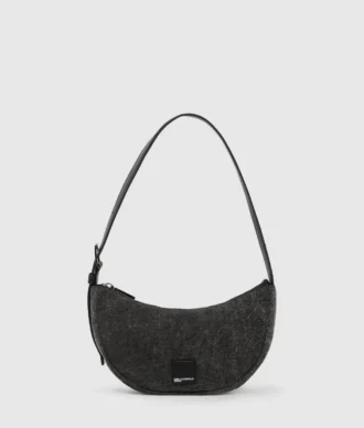 Borsa a tracolla in denim con motivo a luna