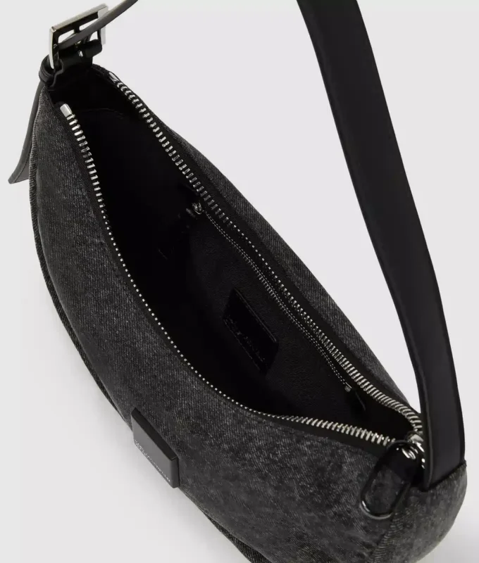 Borsa a tracolla in denim con motivo a luna Borsa a tracolla in denim con motivo a luna