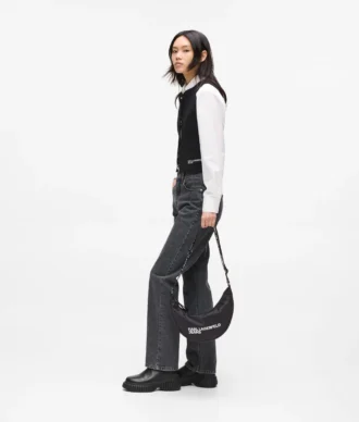 Borsa a tracolla in nylon con logo