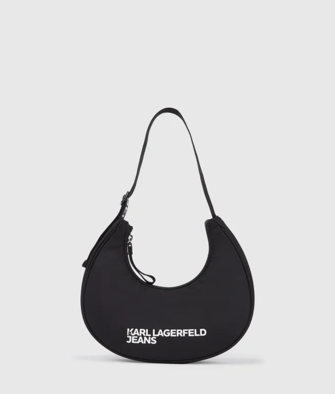 Borsa a tracolla in nylon con logo a forma di luna Borsa a tracolla in nylon con logo a forma di luna