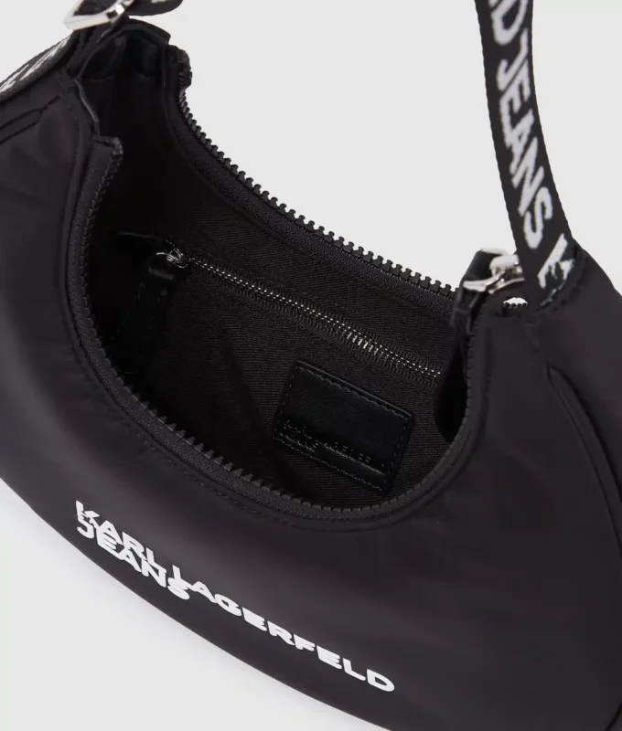 Borsa a tracolla in nylon con logo a forma di luna Borsa a tracolla in nylon con logo a forma di luna