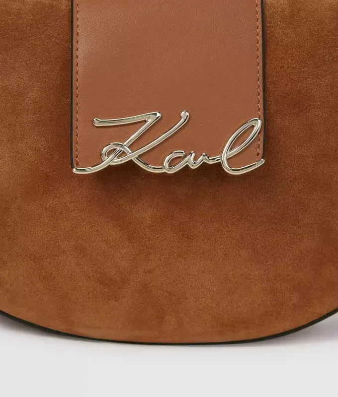 Borsa a tracolla K/Signature in pelle scamosciata Borsa a tracolla K/Signature in pelle scamosciata