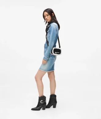 Borsa a tracolla per fotocamera in shearling