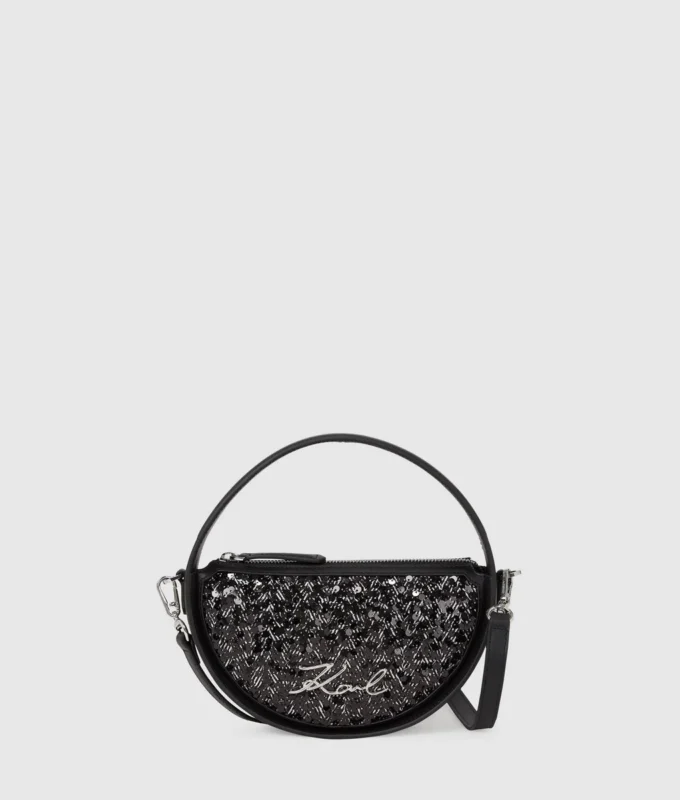 Borsa a tracolla rotonda con paillettes K/Signature Borsa a tracolla rotonda con paillettes K/Signature