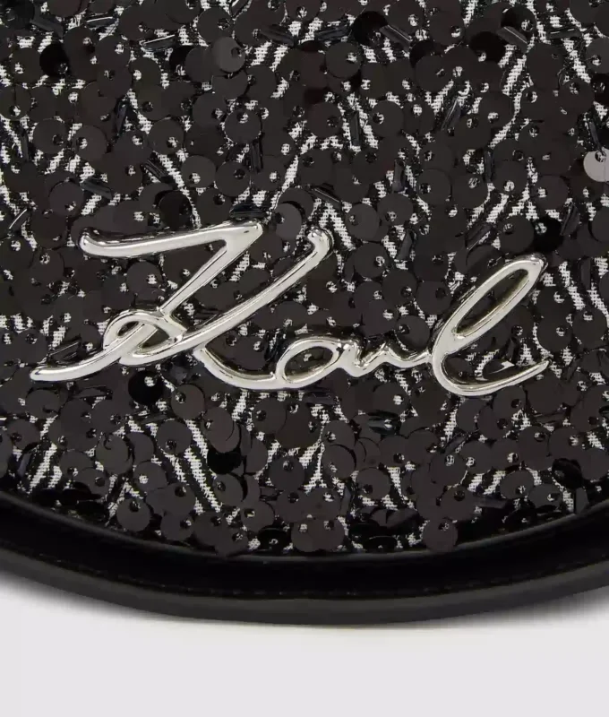Borsa a tracolla rotonda con paillettes K/Signature Borsa a tracolla rotonda con paillettes K/Signature