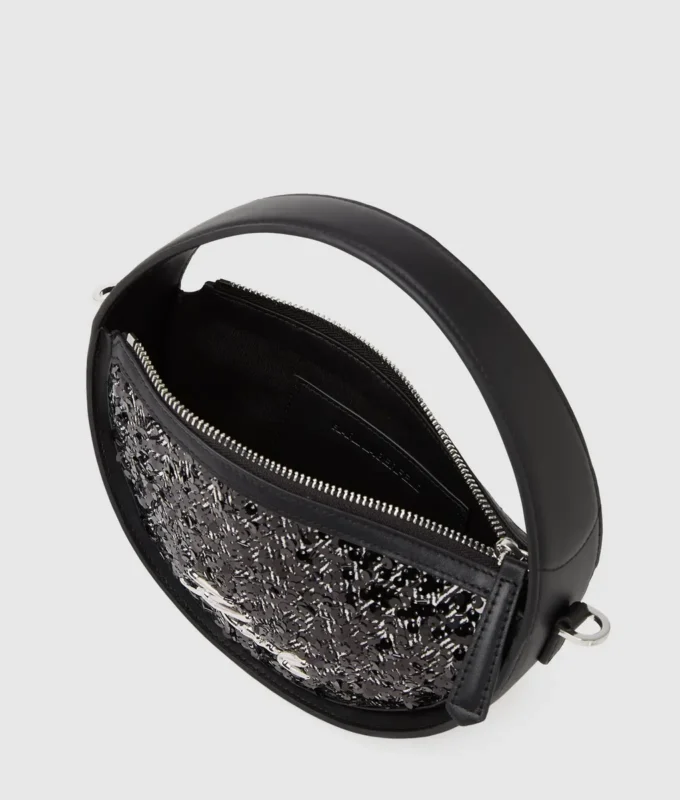 Borsa a tracolla rotonda con paillettes K/Signature Borsa a tracolla rotonda con paillettes K/Signature