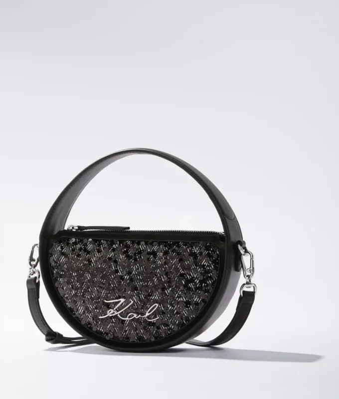 Borsa a tracolla rotonda con paillettes K/Signature Borsa a tracolla rotonda con paillettes K/Signature