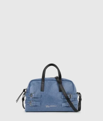 Borsa bowling in denim con fibbia