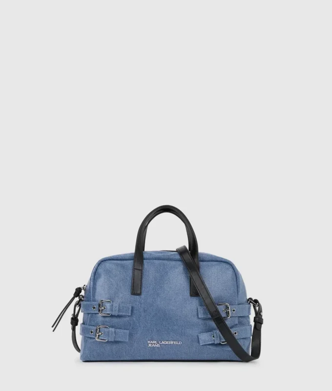 Borsa bowling in denim con fibbia Borsa bowling in denim con fibbia