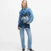 Borsa bowling in denim con fibbia Borsa bowling in denim con fibbia
