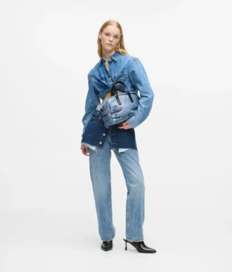 Borsa bowling in denim con fibbia