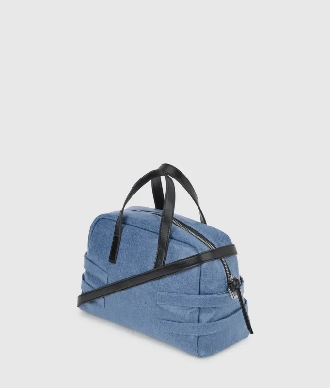 Borsa bowling in denim con fibbia Borsa bowling in denim con fibbia