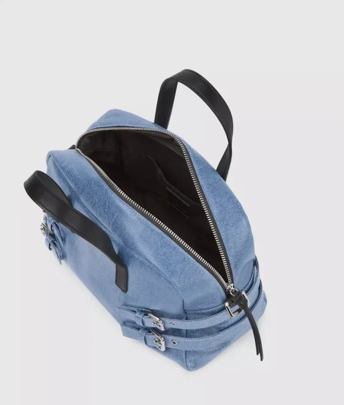 Borsa bowling in denim con fibbia Borsa bowling in denim con fibbia