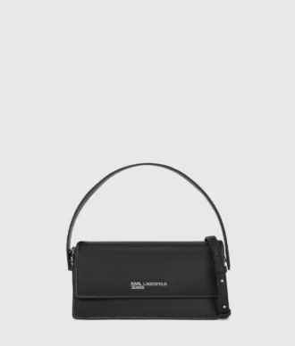Borsa con manico superiore e logo in metallo