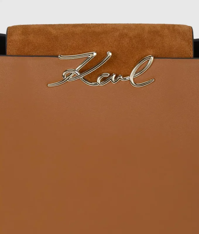 Borsa con manico superiore in pelle scamosciata K/Signature Borsa con manico superiore in pelle scamosciata K/Signature