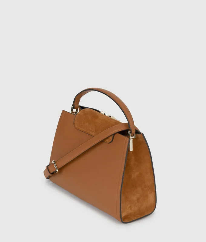 Borsa con manico superiore in pelle scamosciata K/Signature Borsa con manico superiore in pelle scamosciata K/Signature
