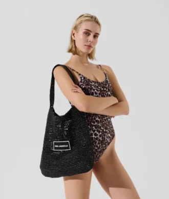 BORSA DA SPIAGGIA CON LOGO ALL’UNCINETTO
