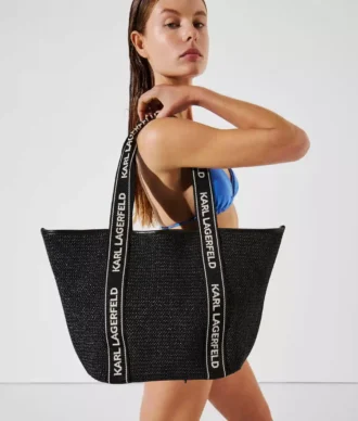 Borsa da spiaggia con logo intrecciato